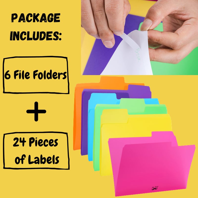 Mr. Pen- Poly File Folders, 1/3 Cut Tab, 6 Pack, Assorted Colors, Letter Size, Colored Letter File Folders for Office Supplies - Image 2